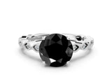 White gold Fancy Black Round Cut Solitaire Diamond Ring with Infinity Twist Band and Four-Prong Setting_12