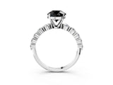 White gold Fancy Black Round Cut Solitaire Diamond Ring with Pave Band and Four-Prong Setting_3