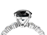White gold Fancy Black Round Cut Solitaire Diamond Ring with Pave Band and Four-Prong Setting_4