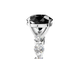 White gold Fancy Black Round Cut Solitaire Diamond Ring with Pave Band and Four-Prong Setting_5