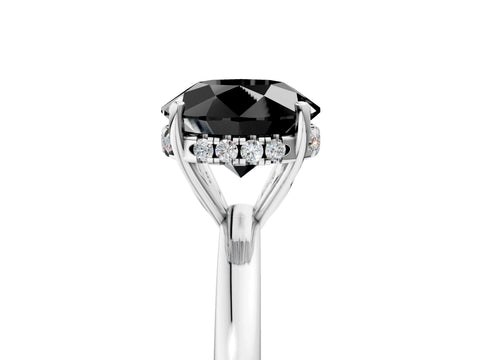 White gold Fancy Black Round Cut Solitaire Diamond Ring with Prong Setting and Plain Band_17