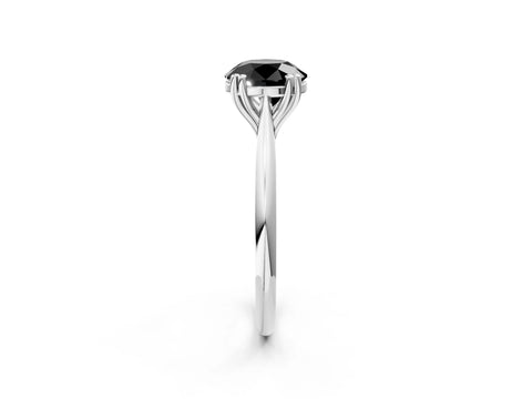 White gold Fancy Black Round Cut Solitaire Diamond Ring with Six-Prong Setting and Classic Band_2