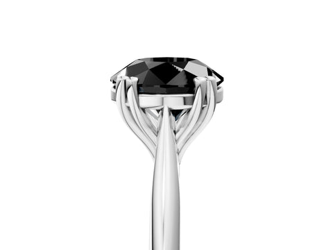 White gold Fancy Black Round Cut Solitaire Diamond Ring with Six-Prong Setting and Classic Band_5