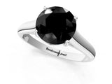 White gold Fancy Black Round Cut Solitaire Engagement Ring with Tapered Band and Four-Prong Setting_16