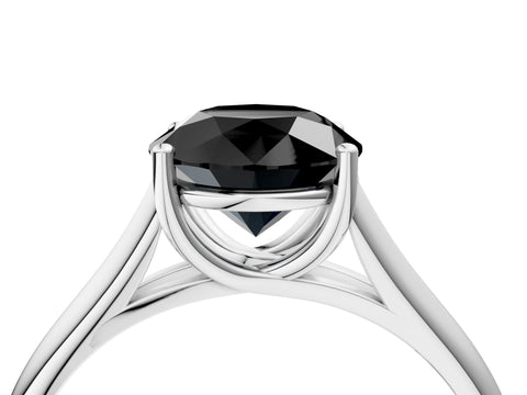 White gold Fancy Black Round Cut Solitaire Engagement Ring with Tapered Band and Four-Prong Setting_19