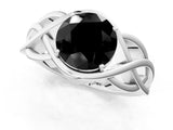 White gold Fancy Black Round Cut Solitaire Intertwined Band Prong Setting Ring_1
