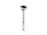 White gold Fancy Black Round Cut Solitaire Marquise Side Stone Prong Setting Ring_2