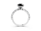 White gold Fancy Black Round Cut Solitaire Marquise Side Stone Prong Setting Ring_3