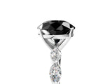 White gold Fancy Black Round Cut Solitaire Marquise Side Stone Prong Setting Ring_5