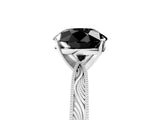 White gold Fancy Black Round Cut Solitaire Milgrain Engraved Band with Four-Prong Setting_17