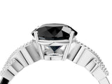 White gold Fancy Black Round Cut Solitaire Milgrain Leaf Band with Prong Setting_16