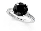 White gold Fancy Black Round Cut Solitaire Pavé Band with Four-Prong Setting_1