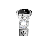 White gold Fancy Black Round Cut Solitaire Princess Side Stone Engraved Band Prong Setting Ring_17
