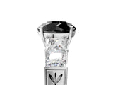 White gold Fancy Black Round Cut Solitaire Princess Side Stone Engraved Band Prong Setting Ring_41