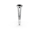 White gold Fancy Black Round Cut Solitaire Split Shank Pavé Diamond Engagement Ring_2