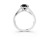 White gold Fancy Black Round Cut Solitaire Split Shank Pavé Diamond Engagement Ring_3