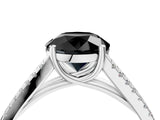 White gold Fancy Black Round Cut Solitaire Split Shank Pavé Diamond Engagement Ring_4