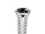 White gold Fancy Black Round Cut Solitaire Split Shank Pavé Diamond Engagement Ring_5