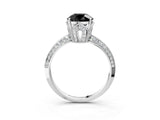 White gold Fancy Black Round Cut Solitaire Split Shank Pave Diamond Engagement Ring with Four-Prong Setting_39