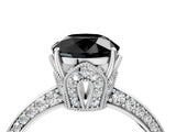 White gold Fancy Black Round Cut Solitaire Split Shank Pave Diamond Engagement Ring with Four-Prong Setting_40