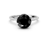 White gold Fancy Black Round Cut Solitaire Split Shank Pave Diamond Engagement Ring with Four-Prong Setting_60