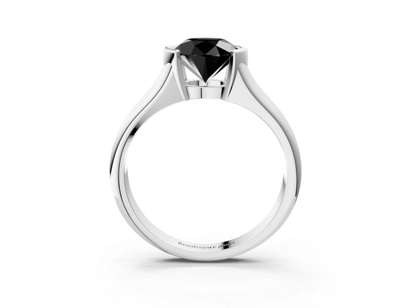 Platinum Round Tension Style Solitaire Engagement Ring Setting for Black Center