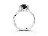 White gold Fancy Black Round Cut Solitaire Tension Set Diamond Ring with Split Shank Band_27