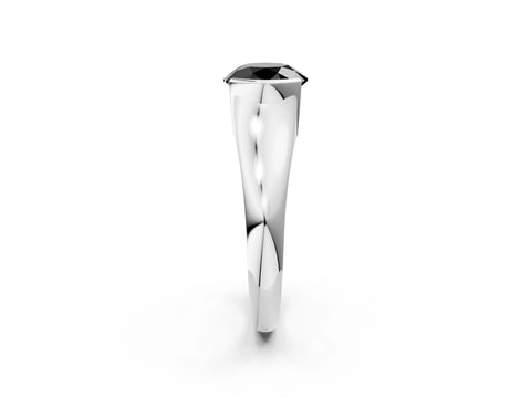 White gold Fancy Black Round Cut Solitaire Tension Set Diamond Ring with Split Shank Band_2