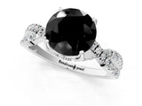 White gold Fancy Black Round Cut Solitaire Twist Pave Diamond Engagement Ring with Prong Setting_10