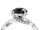 White gold Fancy Black Round Cut Solitaire Twist Pave Diamond Engagement Ring with Prong Setting_10