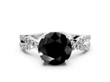 White gold Fancy Black Round Cut Solitaire Twist Pave Diamond Engagement Ring with Prong Setting_18