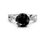 White gold Fancy Black Round Cut Solitaire Twist Pave Diamond Engagement Ring with Prong Setting_21
