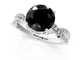 White gold Fancy Black Round Cut Solitaire Twist Pave Diamond Engagement Ring with Prong Setting_22