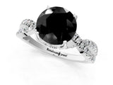 White gold Fancy Black Round Cut Solitaire Twist Pave Diamond Engagement Ring with Prong Setting_37