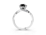 White gold Fancy Black Round Cut Solitaire Twist Pave Diamond Engagement Ring with Prong Setting_39