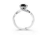 White gold Fancy Black Round Cut Solitaire Twist Pave Diamond Engagement Ring with Prong Setting_3