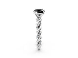 White gold Fancy Black Round Cut Solitaire Twisted Band with Pavé Accents and Four-Prong Setting_2