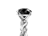 White gold Fancy Black Round Cut Solitaire Twisted Band with Pavé Accents and Four-Prong Setting_5