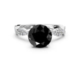 White gold Fancy Black Round Cut Solitaire Twisted Pave Band with Four-Prong Setting_15