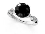 White gold Fancy Black Round Cut Solitaire Twisted Pave Band with Four-Prong Setting_16