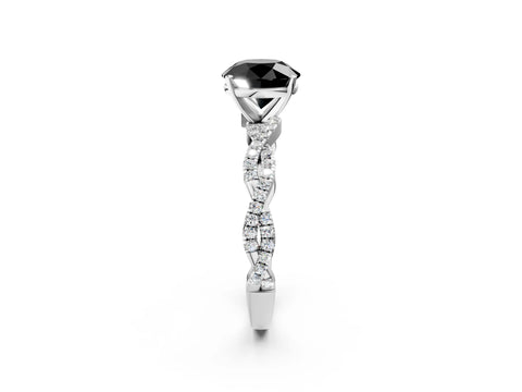 White gold Fancy Black Round Cut Solitaire Twisted Pave Band with Four-Prong Setting_17