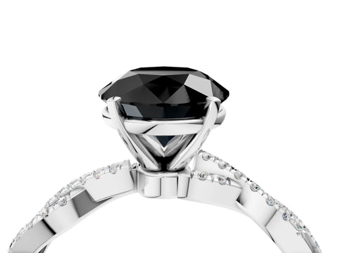 White gold Fancy Black Round Cut Solitaire Twisted Pave Band with Four-Prong Setting_19