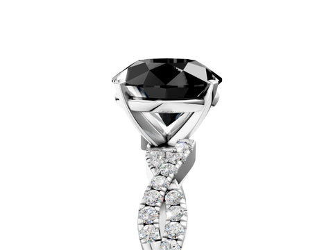 White gold Fancy Black Round Cut Solitaire Twisted Pave Band with Four-Prong Setting_20