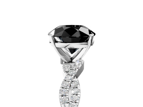White gold Fancy Black Round Cut Solitaire Twisted Pave Band with Four-Prong Setting_8