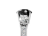 White gold Fancy Black Round Cut Three-Stone Diamond Ring with Pavé Band and Four-Prong Setting_17