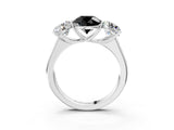 White gold Fancy Black Round Cut Three-Stone Diamond Ring with Prong Setting on a Classic Band_15