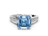 White gold Fancy Blue Asscher  Brilliant Cut Diamond Engagement Ring with Pavé Band and Four-Prong Setting_79