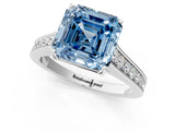 White gold Fancy Blue Asscher  Brilliant Cut Diamond Engagement Ring with Pavé Band and Four-Prong Setting_80