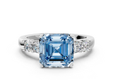 White gold Fancy Blue Asscher  Brilliant Cut Diamond Five-Stone Prong Set Engagement Ring with Channel Band_17