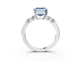 White gold Fancy Blue Asscher  Brilliant Cut Diamond Five-Stone Prong Set Engagement Ring with Channel Band_20
